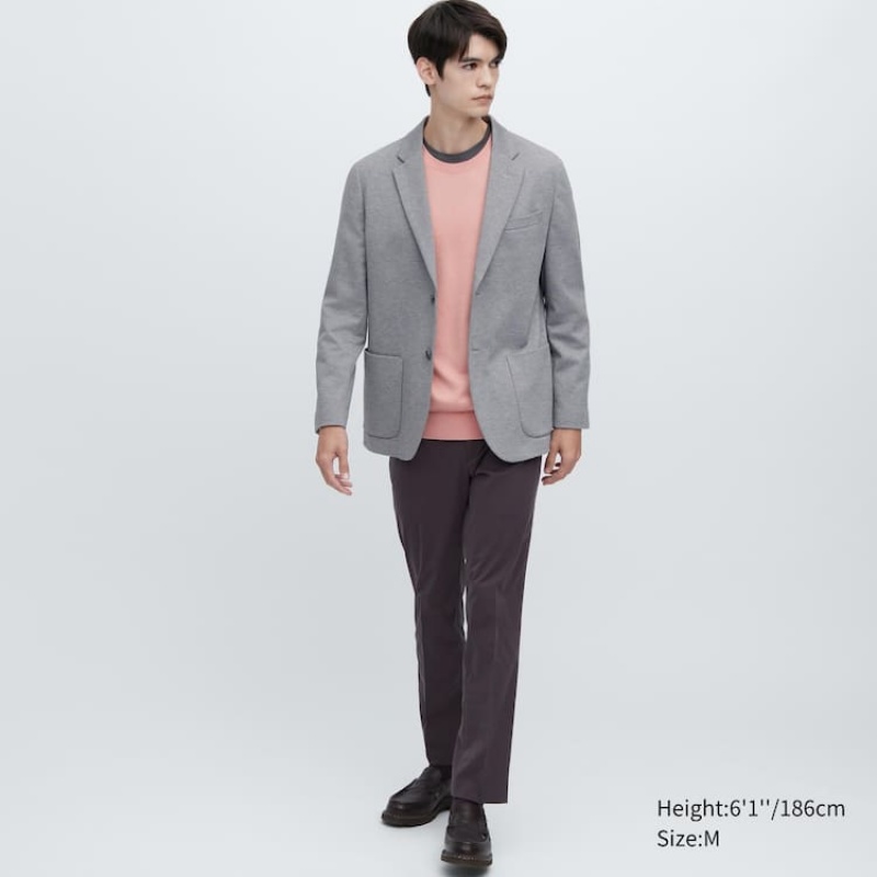 Men's Uniqlo Comfort Suits Grey | OXIJ-82653