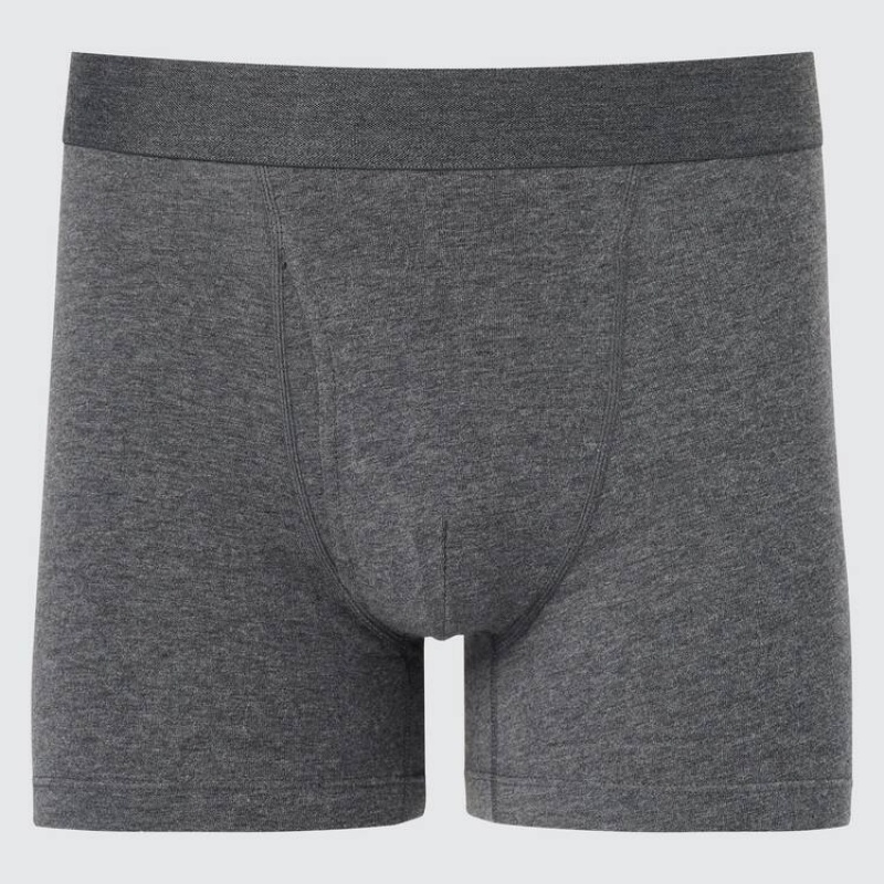 Men\'s Uniqlo Cotton Boxer Underwear Grey | KRSC-52814