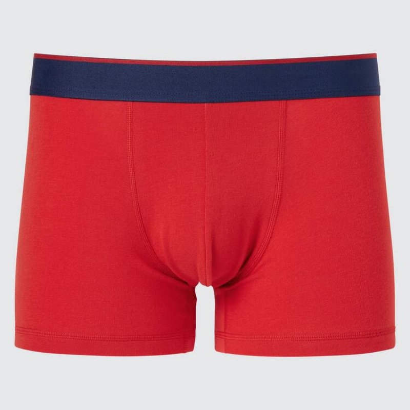 Men\'s Uniqlo Cotton Low Rise Boxer Underwear Red | VFJT-06921