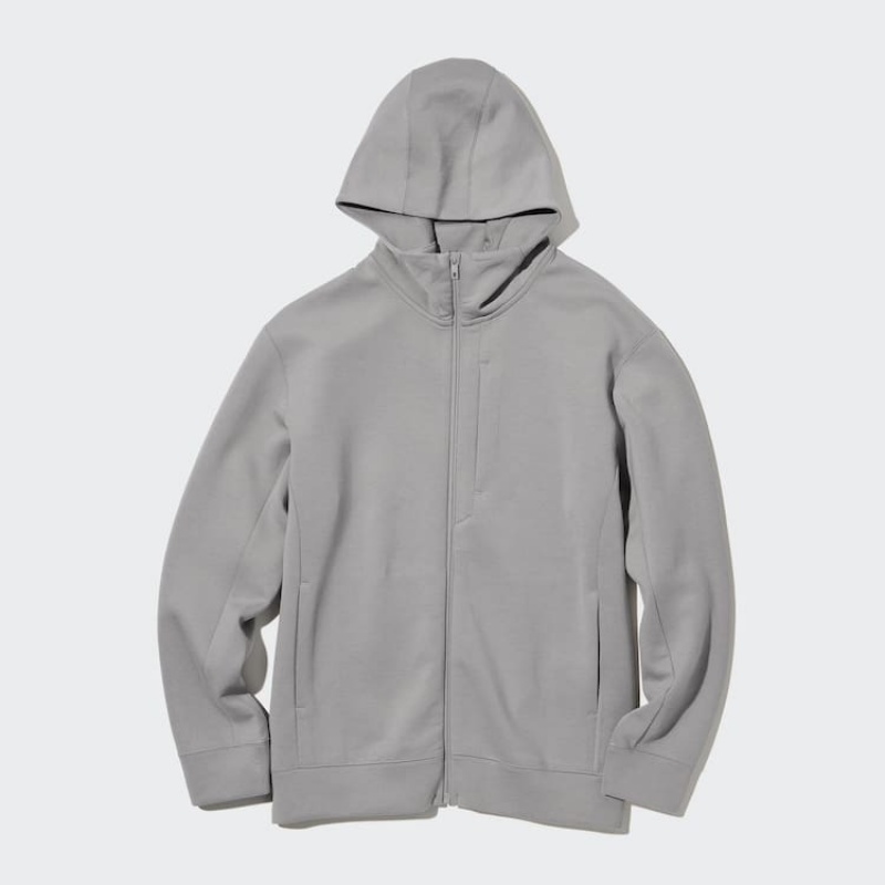 Men's Uniqlo Dry Stretch Hoodie Grey | FILQ-95062