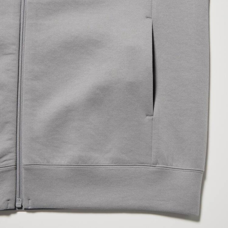 Men's Uniqlo Dry Stretch Hoodie Grey | FILQ-95062