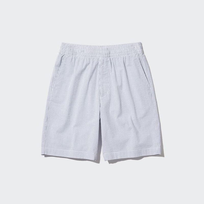 Men's Uniqlo Dry Stretch Seersucker Easy Shorts Blue | SNBO-02319