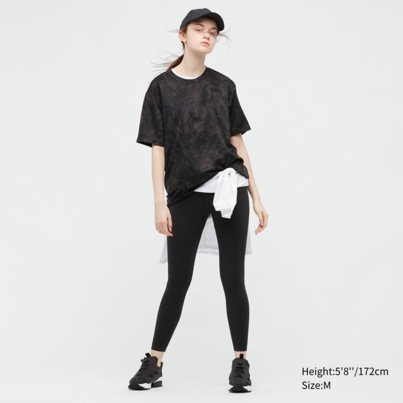 Men's Uniqlo Dry-ex Crew Neck T Shirts Black | PZLS-70564