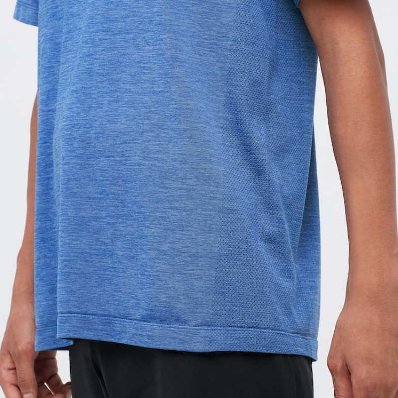 Men's Uniqlo Dry-ex Crew Neck T Shirts Blue | MIDE-67548