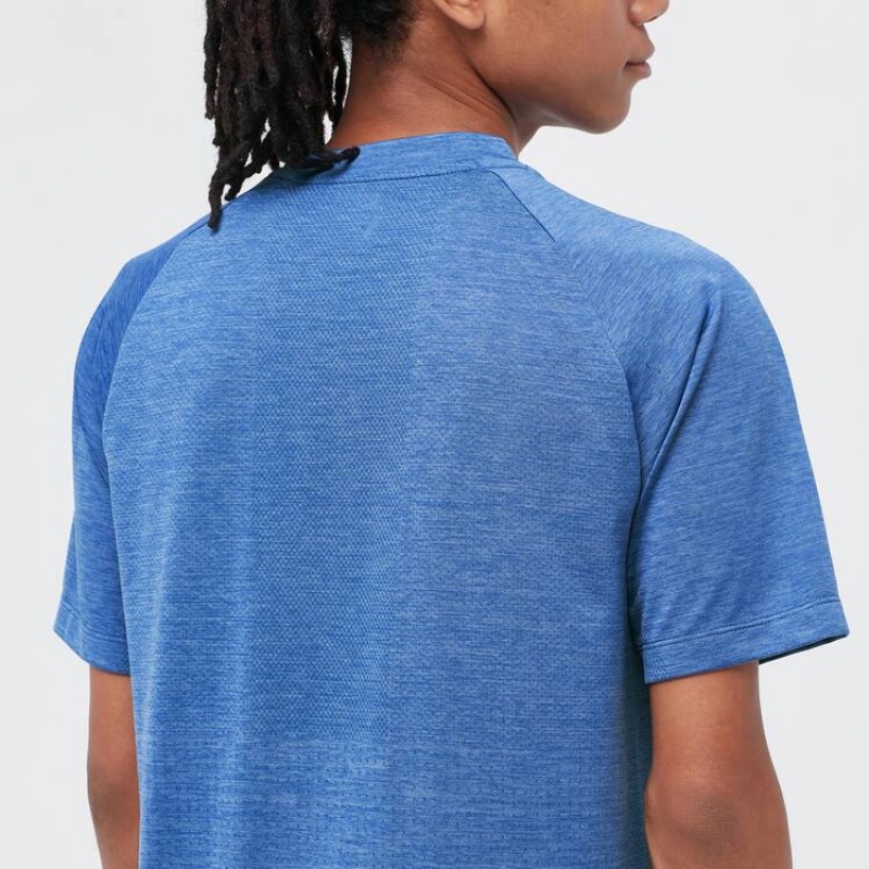 Men's Uniqlo Dry-ex Crew Neck T Shirts Blue | MIDE-67548