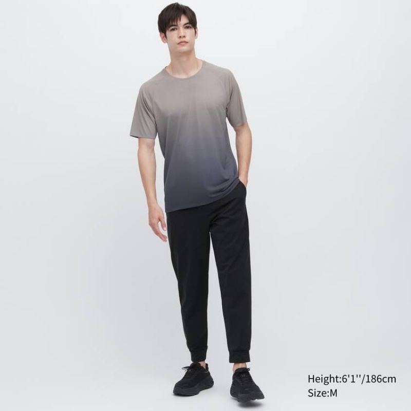 Men's Uniqlo Dry-ex Crew Neck T Shirts Grey | WRIF-82736