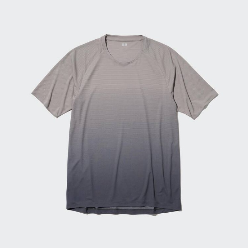 Men's Uniqlo Dry-ex Crew Neck T Shirts Grey | WRIF-82736