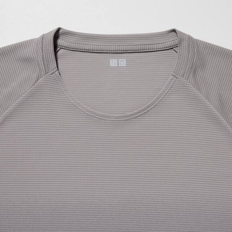 Men's Uniqlo Dry-ex Crew Neck T Shirts Grey | WRIF-82736