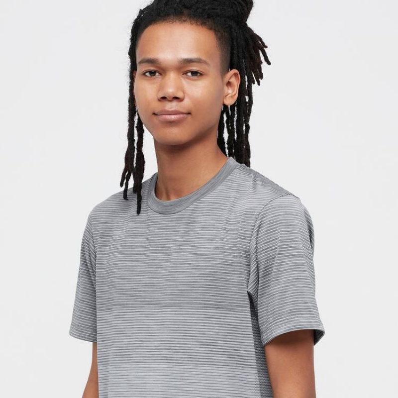 Men's Uniqlo Dry-ex Crew Neck T Shirts Grey | NYIG-14658