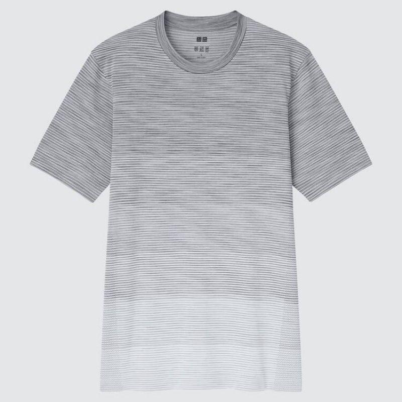 Men's Uniqlo Dry-ex Crew Neck T Shirts Grey | NYIG-14658