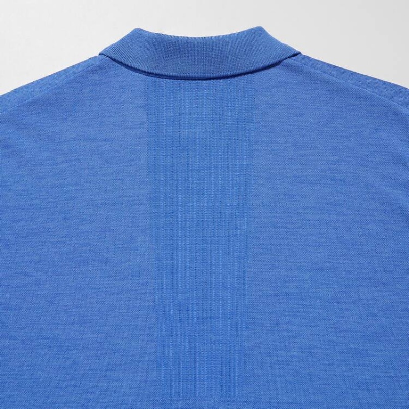 Men's Uniqlo Dry-ex Polo Shirts Blue | IBDK-32049