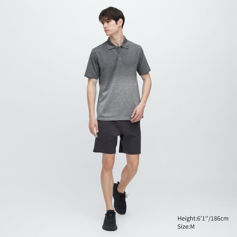 Men's Uniqlo Dry-ex Polo Shirts Grey | YJFN-69538