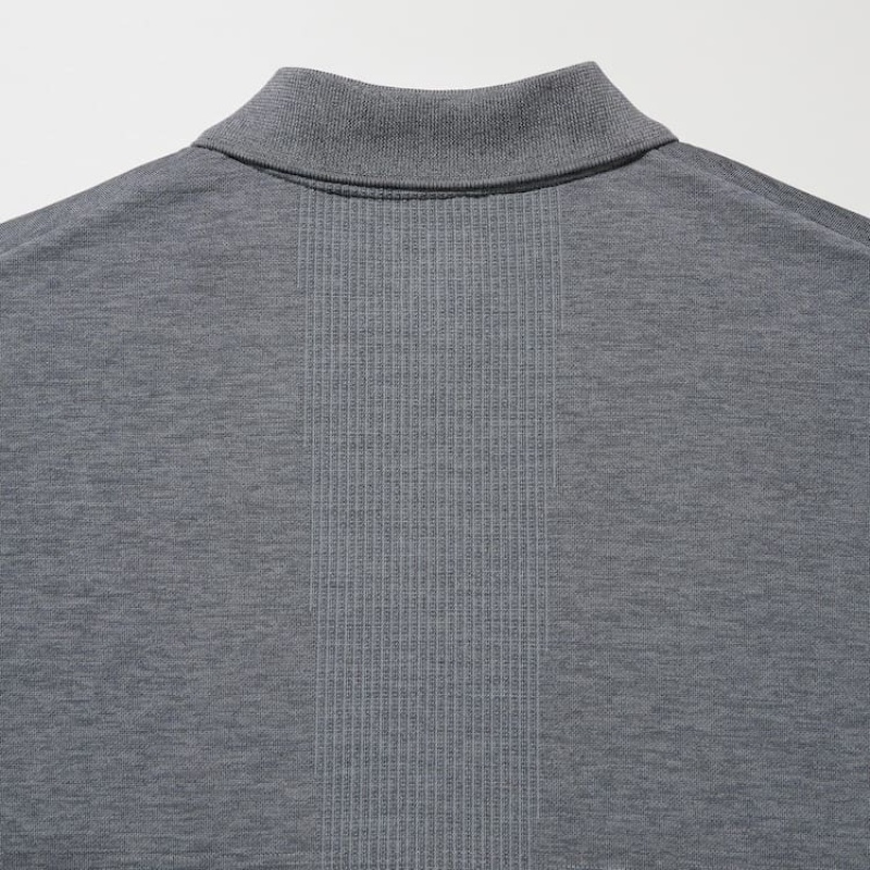 Men's Uniqlo Dry-ex Polo Shirts Grey | YJFN-69538