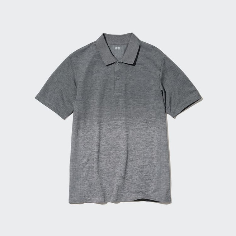 Men's Uniqlo Dry-ex Polo Shirts Grey | YJFN-69538