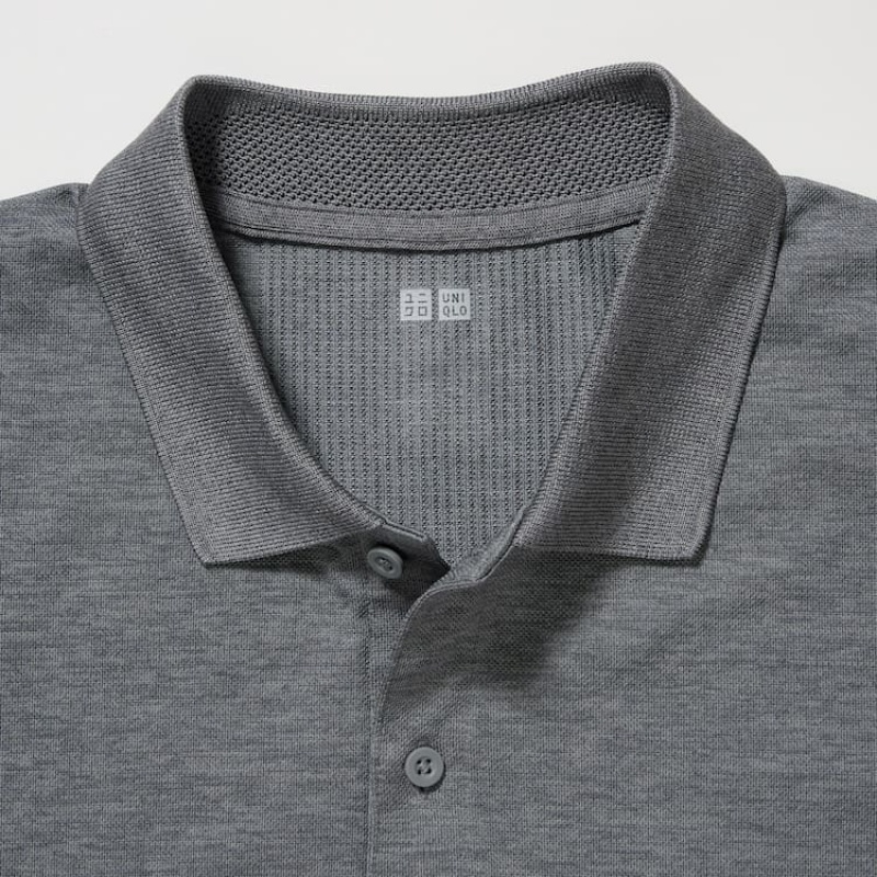 Men's Uniqlo Dry-ex Polo Shirts Grey | YJFN-69538