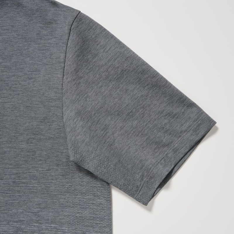 Men's Uniqlo Dry-ex Polo Shirts Grey | YJFN-69538