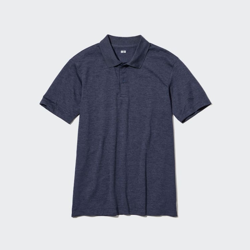 Men\'s Uniqlo Dry-ex Polo Shirts Navy | OJDY-76108