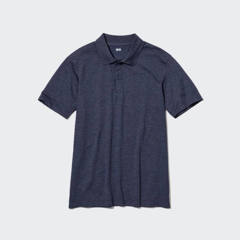 Men\'s Uniqlo Dry-ex Polo Shirts Navy | SYNK-45273