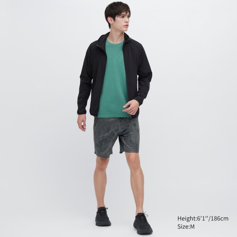 Men's Uniqlo Dry-ex Printed Shorts Dark Grey | NCPO-36082