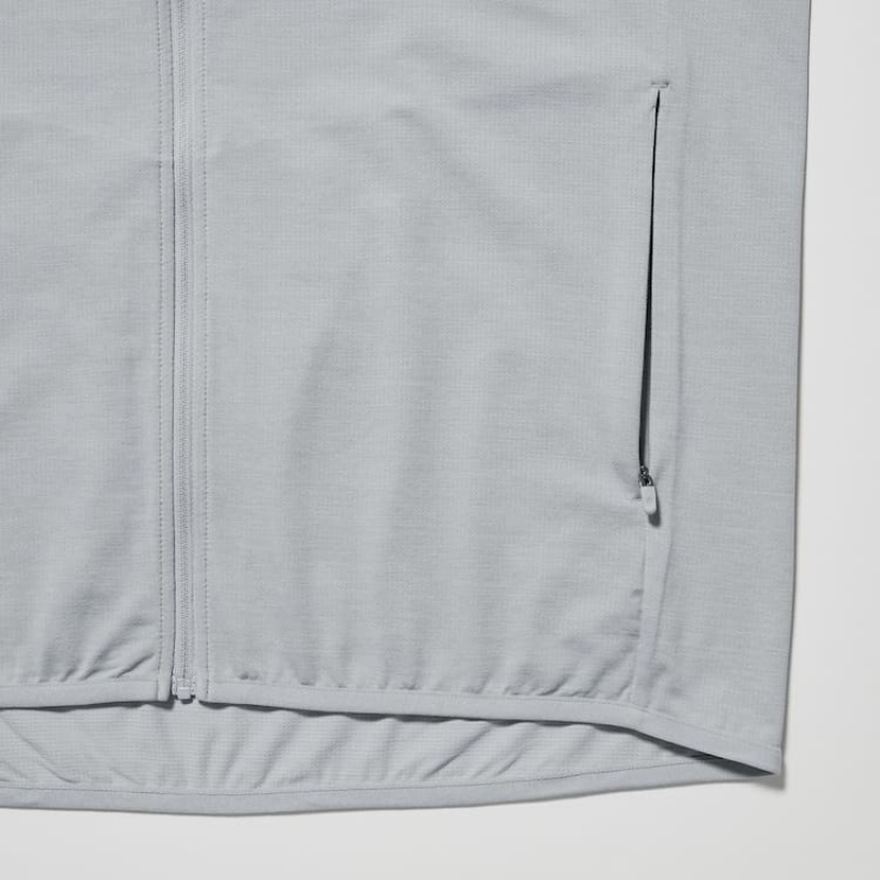 Men's Uniqlo Dry-ex Uv Protection Zipped Sweatshirts Light Grey | KTLB-16728