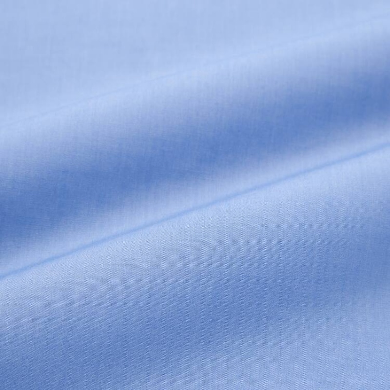 Men's Uniqlo Easy Care Broadcloth Stretch Slim Fit (Regular Collar) Shirts Blue | IDQW-79801