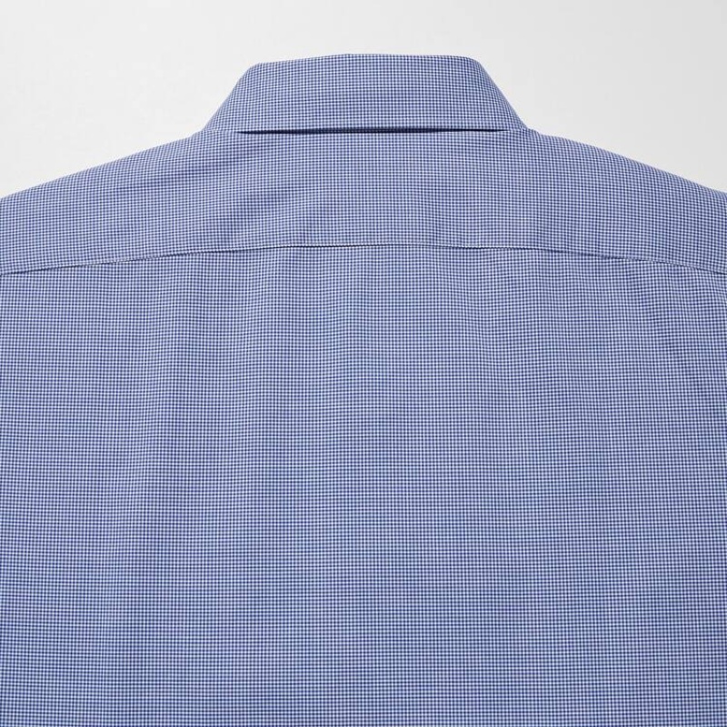 Men's Uniqlo Easy Care Broadcloth Stretch Slim Fit (Semi-cutaway Collar) Shirts Blue | ZWUK-13698