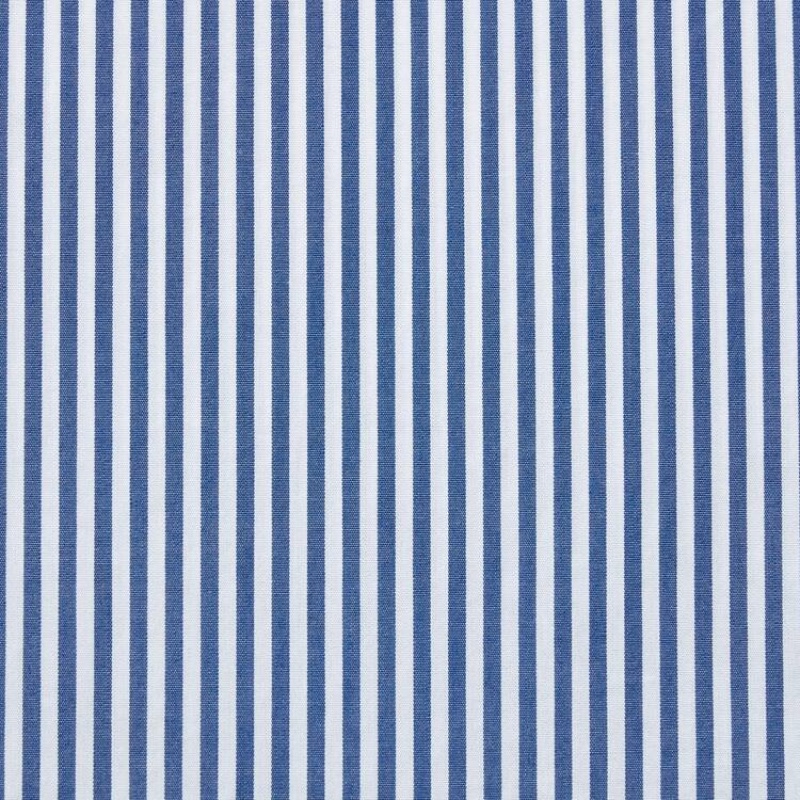 Men's Uniqlo Extra Fine Cotton Broadcloth Regular Fit Striped (Button-down Collar) Shirts Blue | TGRP-63908