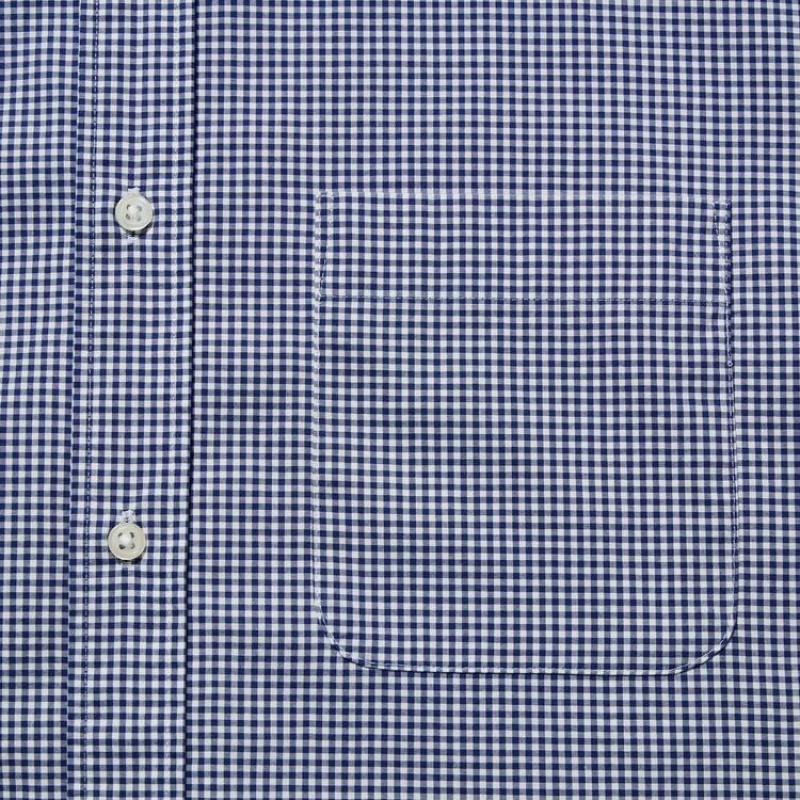 Men's Uniqlo Extra Fine Cotton Broadcloth Checked (Button-down Collar) Shirts Blue | MABK-53601