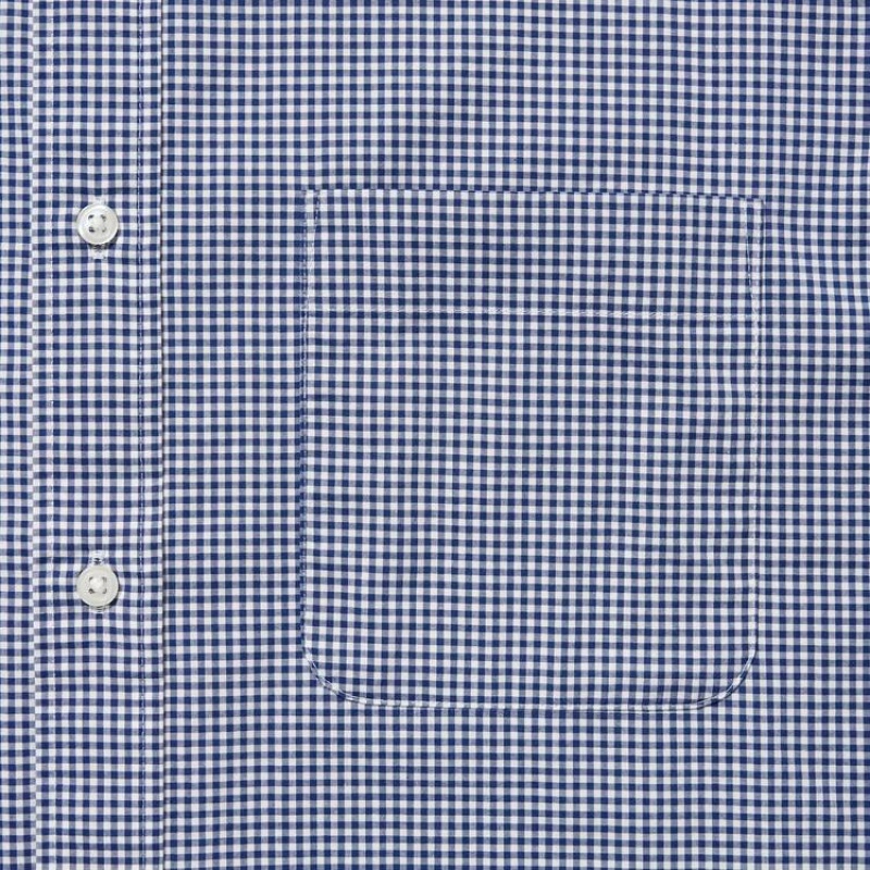 Men's Uniqlo Extra Fine Cotton Broadcloth Long Sleeve Shirts Blue | CUYQ-84231