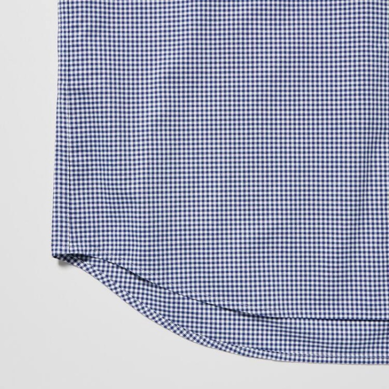 Men's Uniqlo Extra Fine Cotton Broadcloth Long Sleeve Shirts Blue | CUYQ-84231