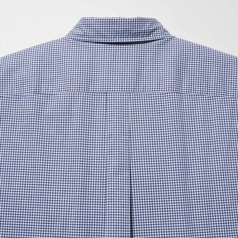 Men's Uniqlo Extra Fine Cotton Broadcloth Long Sleeve Shirts Blue | CUYQ-84231