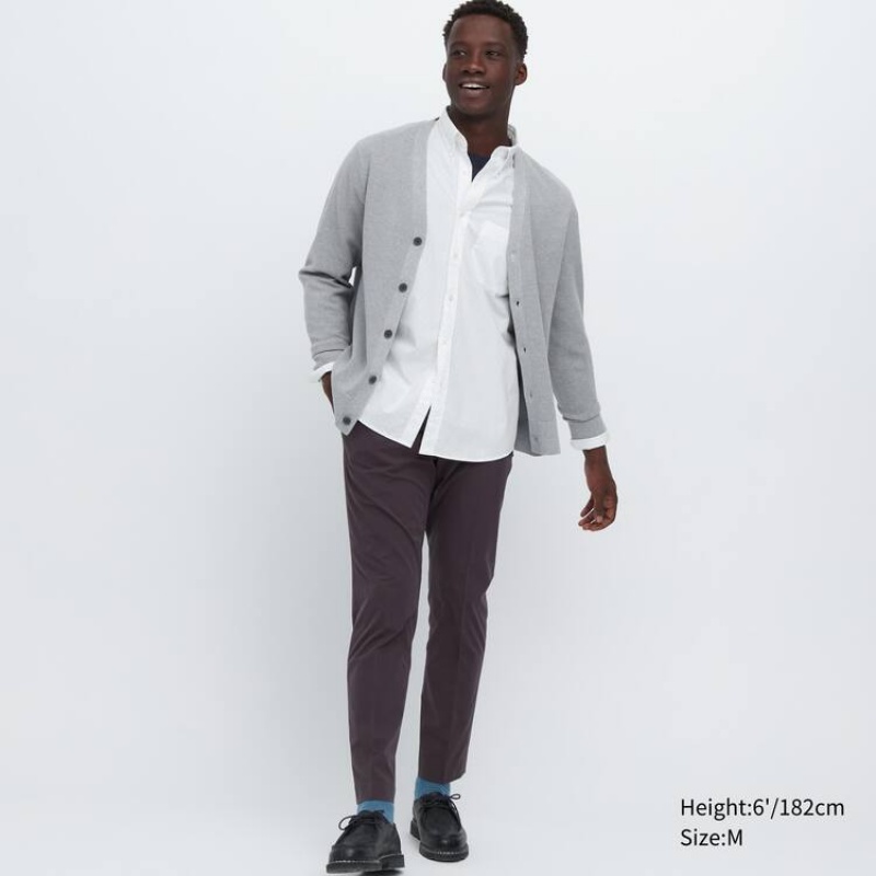 Men's Uniqlo Extra Fine Cotton Broadcloth Printed (Button-down Collar) Shirts White | NCIV-10479