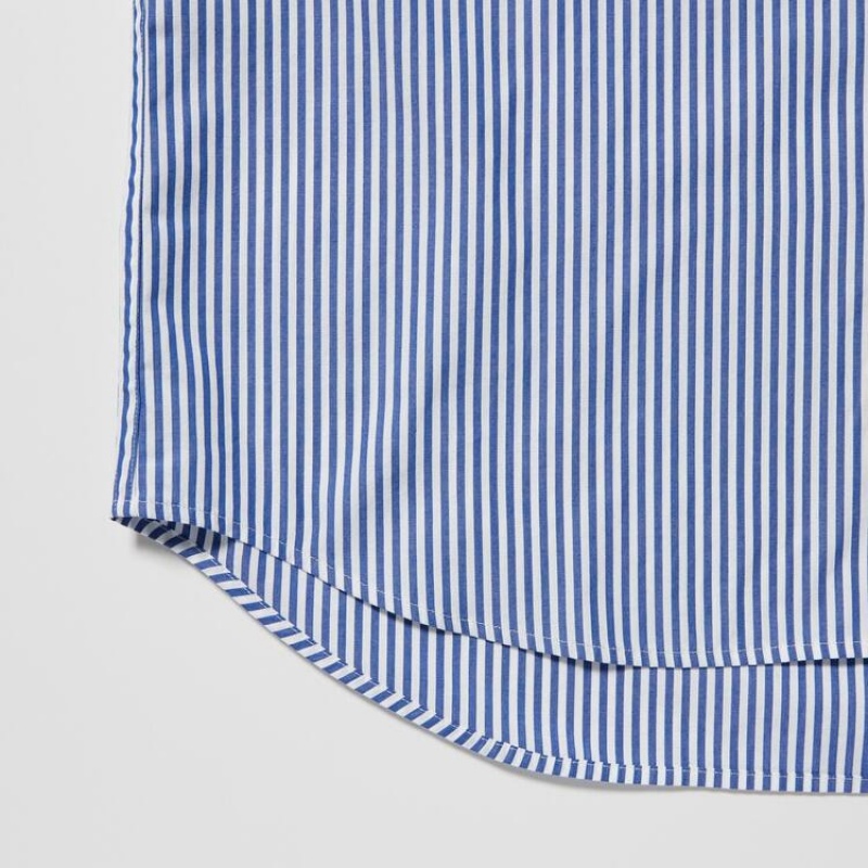 Men's Uniqlo Extra Fine Cotton Broadcloth Regular Fit (Button-down Collar) Shirts Blue | QBXL-30948