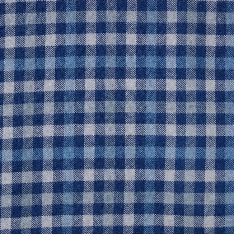 Men's Uniqlo Flannel Regular Fit Checked (Button-down Collar) Shirts Blue | GPCF-75142