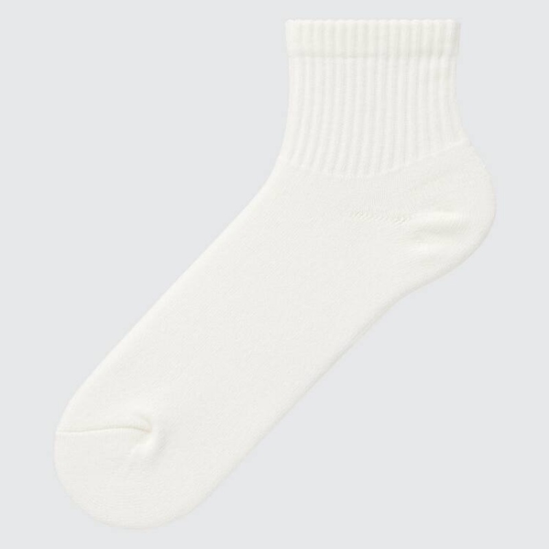 Men\'s Uniqlo Heattech Pile Half Socks White | LCZH-97182