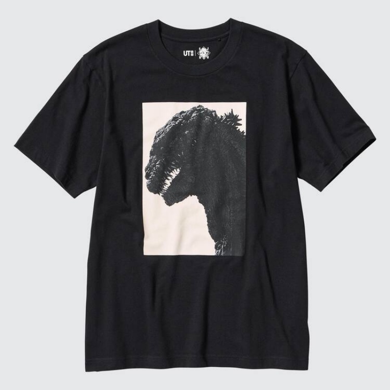 Men's Uniqlo Hideaki Anno Ut Graphic (Godzilla) T Shirts Black | NMFW-37204