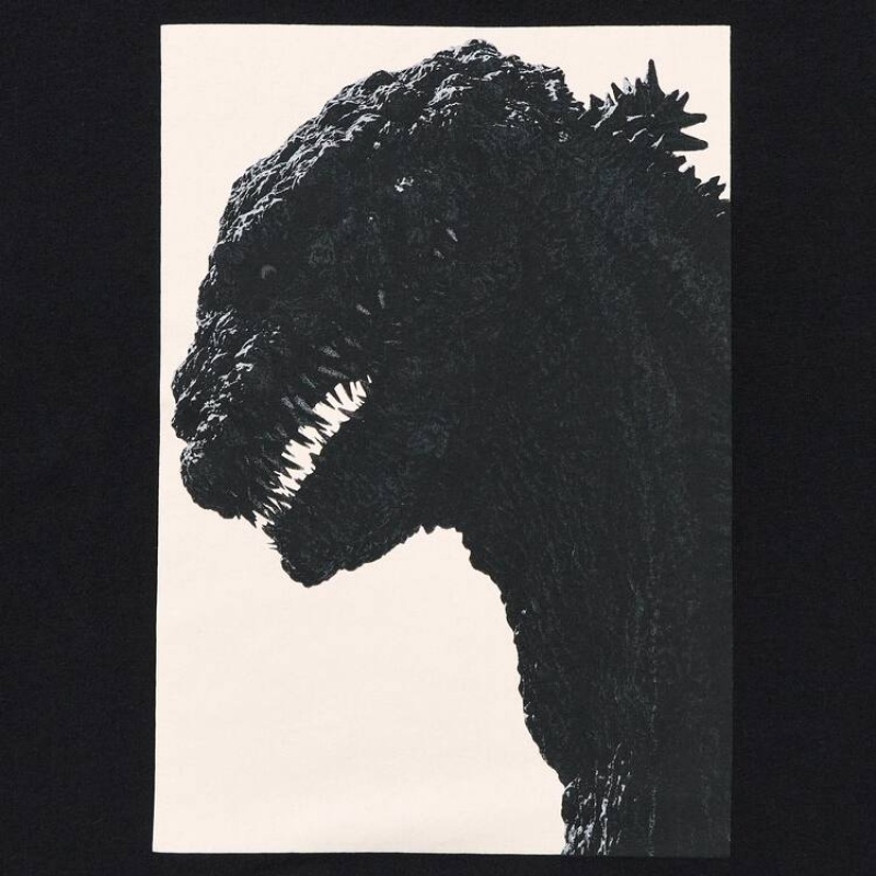 Men's Uniqlo Hideaki Anno Ut Graphic (Godzilla) T Shirts Black | NMFW-37204