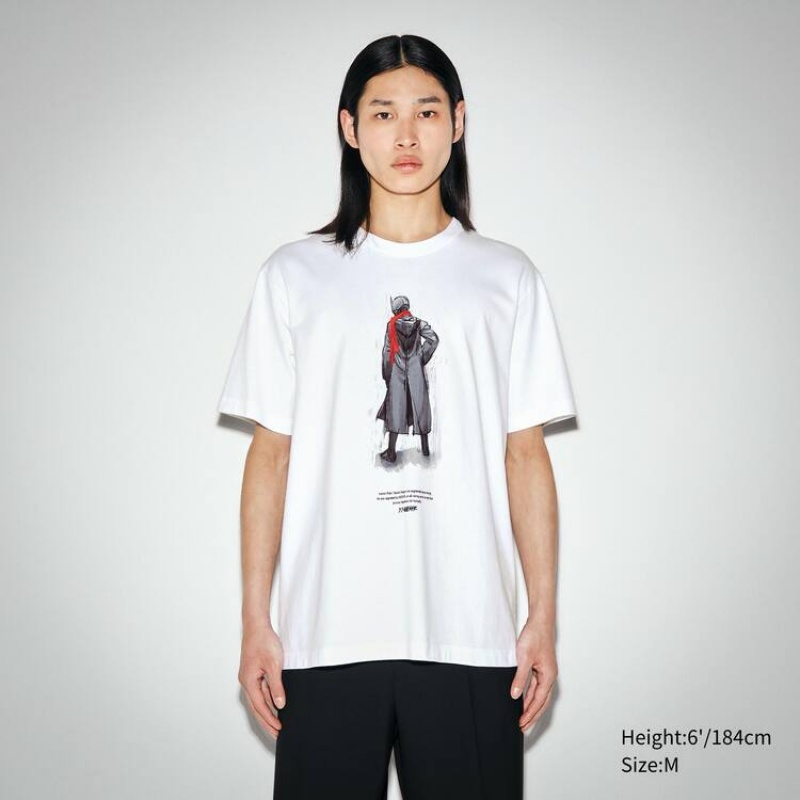 Men's Uniqlo Hideaki Anno Ut Graphic (Rider) T Shirts White | EHJV-62175