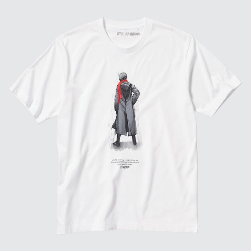 Men's Uniqlo Hideaki Anno Ut Graphic (Rider) T Shirts White | EHJV-62175