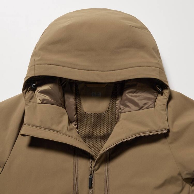 Men's Uniqlo Hybrid Down 3d Cut Parka Brown | ENIK-05637