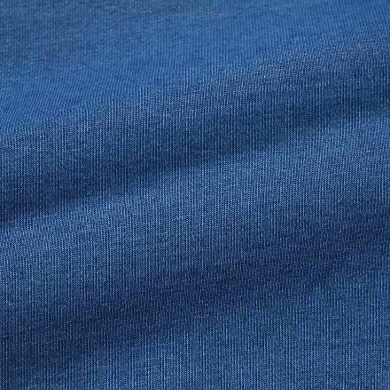 Men's Uniqlo Indigo Sweat Half-zipped Pullover Sweatshirts Blue | VXSM-43012