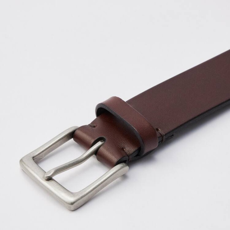 Men's Uniqlo Italian Leather Belts Black | AWEK-03597