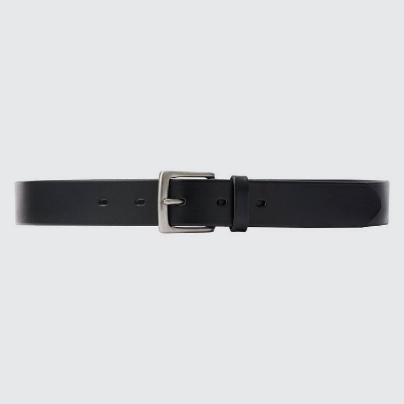 Men\'s Uniqlo Italian Leather Belts Black | AWEK-03597