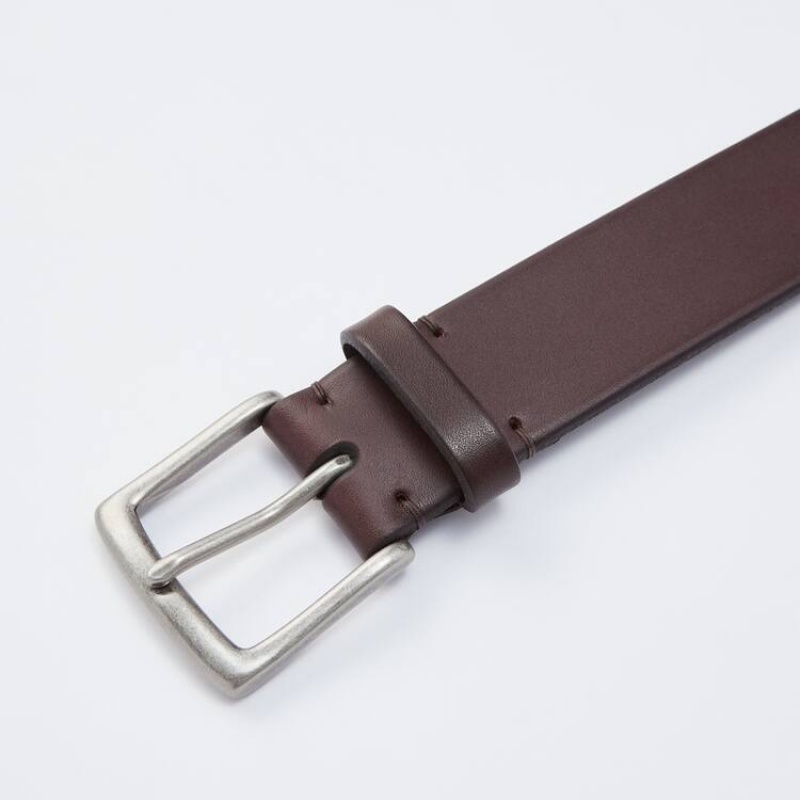 Men's Uniqlo Italian Leather Belts Brown | SEIQ-30986