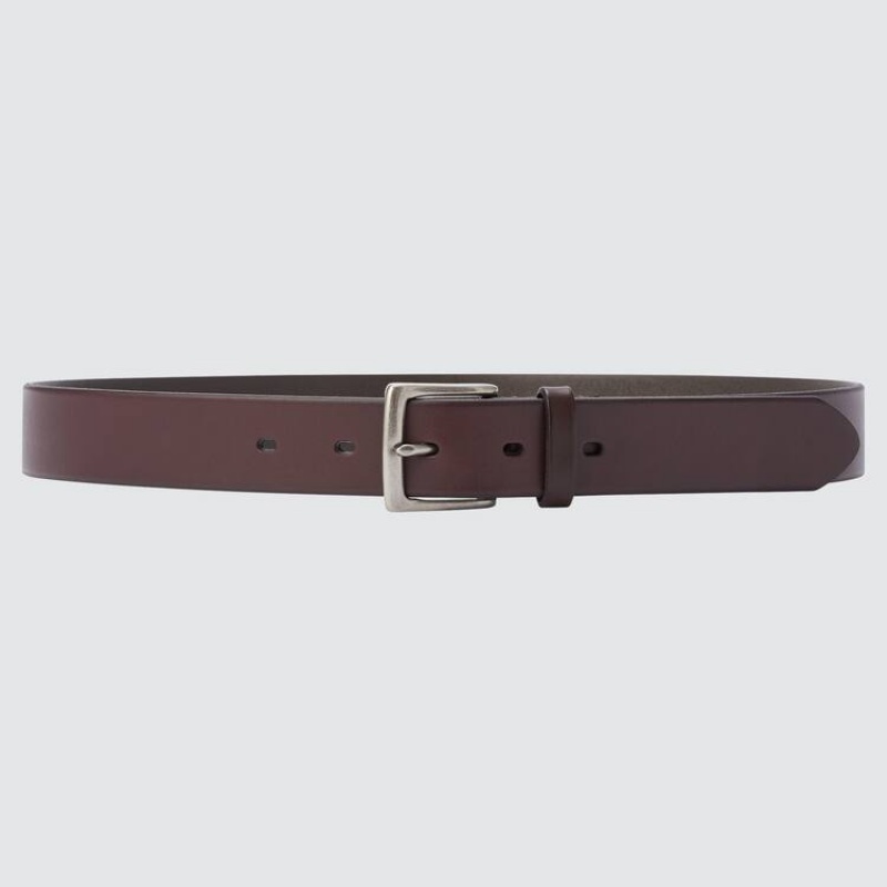 Men\'s Uniqlo Italian Leather Belts Brown | SEIQ-30986