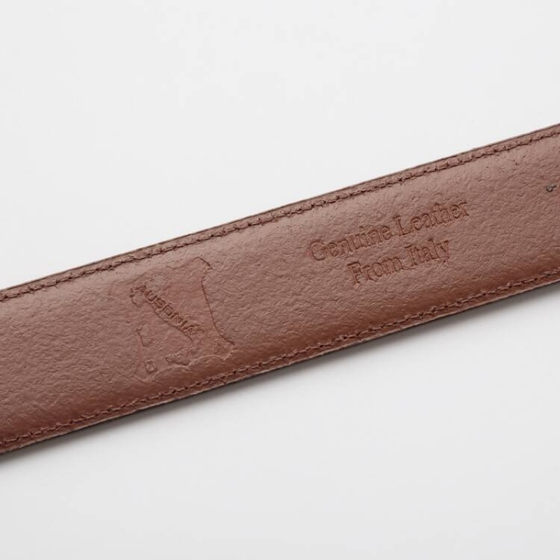 Men's Uniqlo Italian Leather Stitched Belts Brown | GMRE-42187