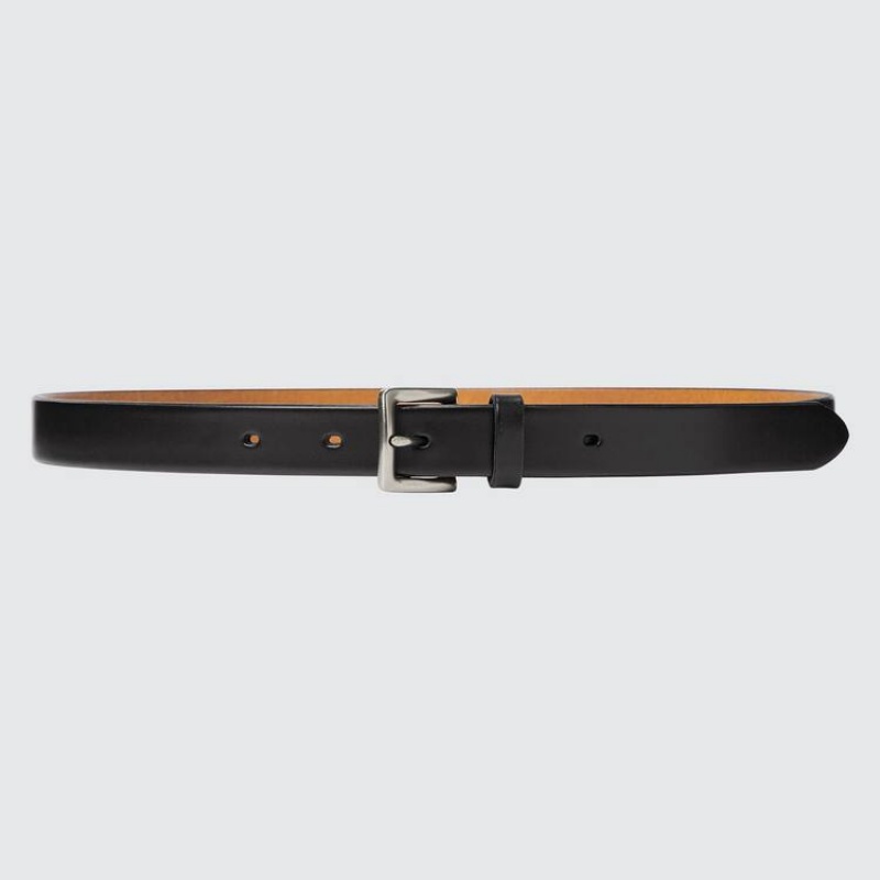 Men\'s Uniqlo Italian Saddle Leather Belts Black | TIRW-70516