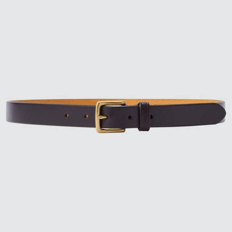 Men\'s Uniqlo Italian Saddle Leather Belts Dark Brown | SYKP-54106