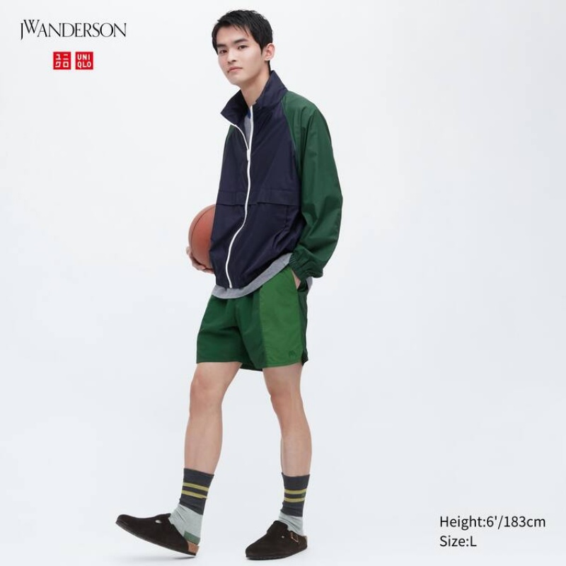 Men\'s Uniqlo Jw Anderson Colour Block Active Utility Shorts Green | XUWI-81345