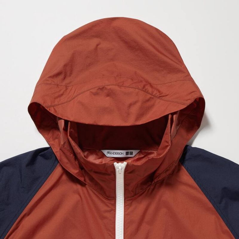 Men's Uniqlo Jw Anderson Colour Block Uv Protection Parka Red | ELGZ-98724